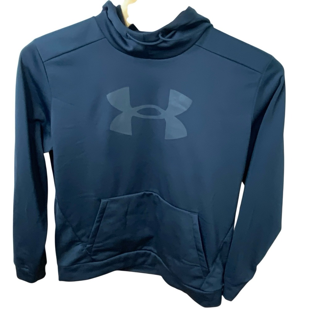 Under Armour Men's XL Black Hoodie‎ Kangaroo Pouch Loose Fleece Lined Big Logo - Picture 2 of 12